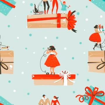 Hand drawn vector abstract fun stock flat Merry Christmas,and Happy New Year Illustrazione stock