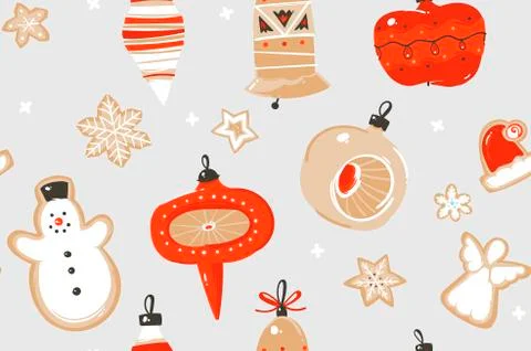Hand drawn vector abstract fun stock flat Merry Christmas,and Happy New Year Illustrazione stock