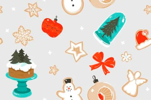 Hand drawn vector abstract fun stock flat Merry Christmas,and Happy New Year Illustrazione stock