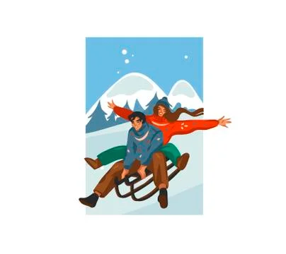 Hand drawn vector abstract fun stock flat Merry Christmas,and Happy New Year Stock Illustration