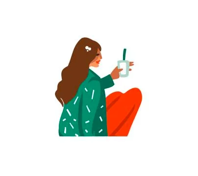 Hand drawn vector abstract fun stock flat Merry Christmas,and Happy New Year Stock Illustration