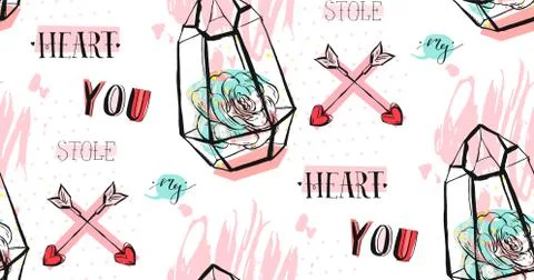 Hand drawn vector abstract graphic Love concept seamless pattern design with イラスト素材