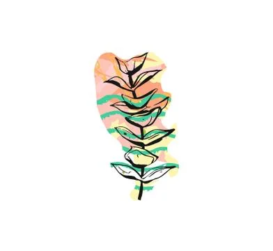Hand drawn vector abstract graphic drawing eucalyptus branch with freehand Illustrazione stock