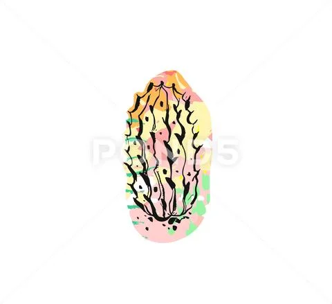 Hand drawn vector abstract graphic drawing cactus plant with freehand texture Stock Illustration