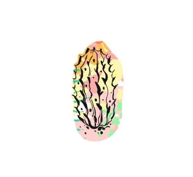 Hand drawn vector abstract graphic drawing cactus plant with freehand texture Ilustración de archivo