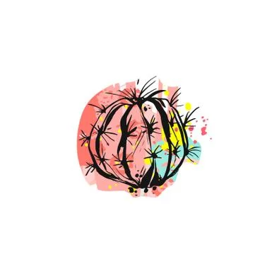 Hand drawn vector abstract graphic drawing cactus plant with freehand texture Ilustración de archivo