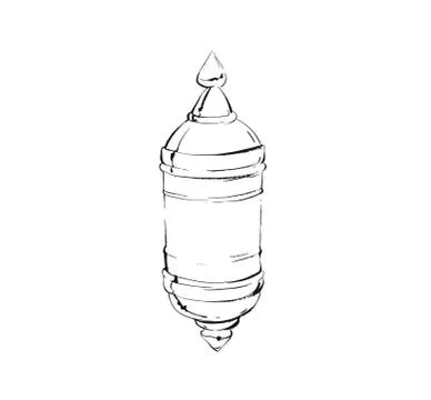 Hand drawn vector abstract graphic ink drawing illustration of arab lantern Stock Illustration