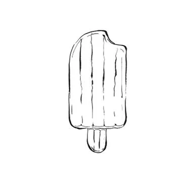 Hand drawn vector abstract graphic summer time ink drawing sketch of ice cream Stock Illustration