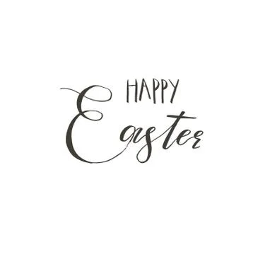 Hand drawn vector abstract graphic scandinavian Happy Easter cute greeting card Stock Illustration