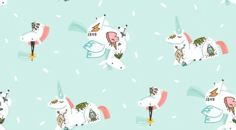 Hand drawn vector abstract graphic creative cartoon illustrations seamless Illustrazione stock