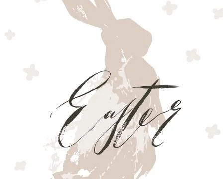 Hand drawn vector abstract graphic scandinavian collage Happy Easter cute simple 库存插图