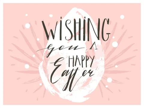 Hand drawn vector abstract graphic scandinavian Happy Easter cute simple egg Stock Illustration