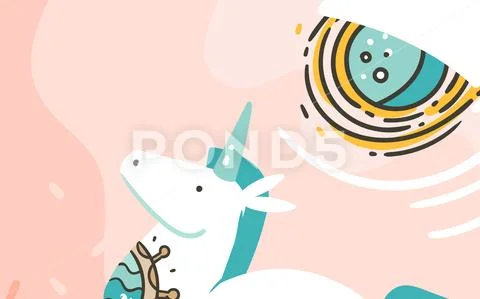 Hand drawn vector abstract graphic creative cartoon illustrations card template Stock Illustration
