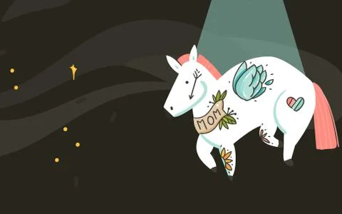 Hand drawn vector abstract graphic creative cartoon illustrations card template Stock Illustration