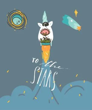 Hand drawn vector abstract graphic creative cartoon illustrations poster Stock Illustration