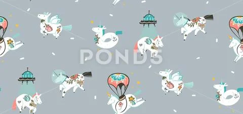 Hand drawn vector abstract graphic creative cartoon illustrations seamless Stock Illustration