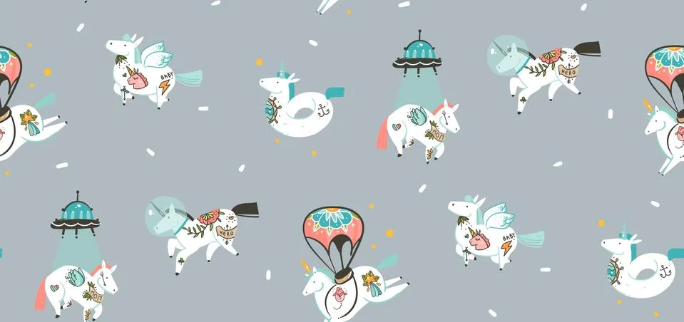 Hand drawn vector abstract graphic creative cartoon illustrations seamless Illustrazione stock