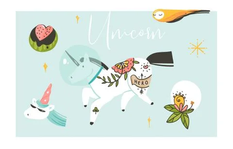 Hand drawn vector abstract graphic creative artistic cartoon illustrations Stock Illustration