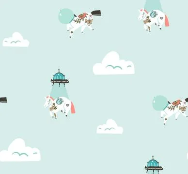 Hand drawn vector abstract graphic creative cartoon seamless pattern with Illustrazione stock