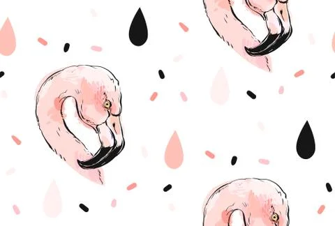 Hand drawn vector abstract graphic freehand textured sketch pink flamingo Illustration