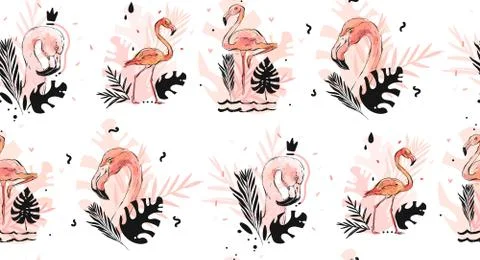 Hand drawn vector abstract graphic freehand textured sketch pink flamingo and イラスト素材