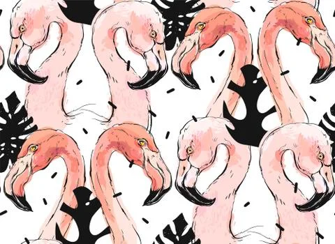 Hand drawn vector abstract graphic freehand textured sketch pink flamingo and イラスト素材