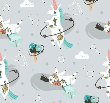 Hand drawn vector abstract graphic creative cartoon illustrations seamless Stock Illustration