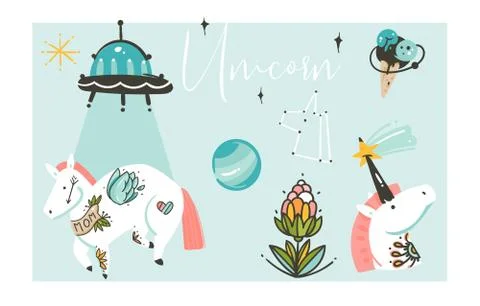 Hand drawn vector abstract graphic creative artistic cartoon illustrations Stockillustratie