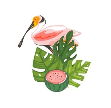 Hand drawn vector abstract graphic cartoon summer time flat illustrations sign Stock Illustration