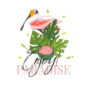 Hand drawn vector abstract graphic cartoon summer time flat illustrations sign Stock Illustration