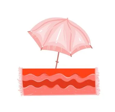 Hand drawn vector abstract graphic cartoon summer time flat illustrations with Stock Illustration