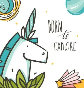 Hand drawn vector abstract graphic creative cartoon illustrations poster with Stock Illustration