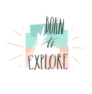 Hand drawn vector abstract graphic creative handwritten calligraphy phase Born Stock Illustration