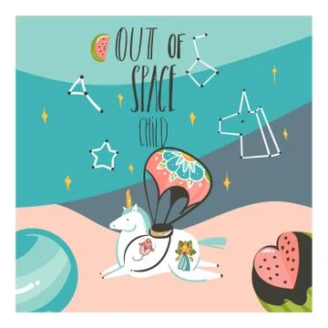 Hand drawn vector abstract graphic creative cartoon illustrations card template Illustrazione stock