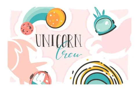 Hand drawn vector abstract graphic creative cartoon illustrations poster with Stock Illustration