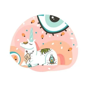 Hand drawn vector abstract graphic creative cartoon illustrations poster or Stock Illustration