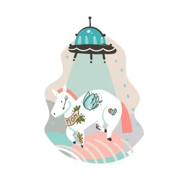 Hand drawn vector abstract graphic creative cartoon illustrations poster or Stock Illustration