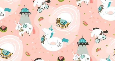 Hand drawn vector abstract graphic creative cartoon illustrations seamless Stock Illustration
