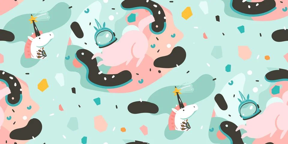 Hand drawn vector abstract graphic creative cartoon illustrations seamless Stock Illustration