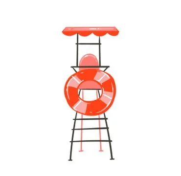 Hand drawn vector abstract graphic cartoon summer time flat illustration with Stock Illustration