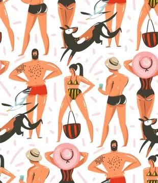 Hand drawn vector abstract graphic cartoon summer time collection flat Stock-Illustration