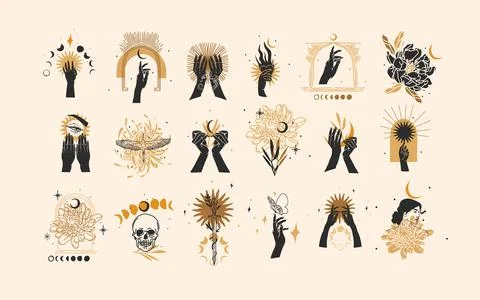 Hand drawn vector abstract graphic illustration with logo elements collection Stock Illustration