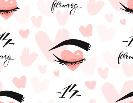 Hand drawn vector abstract greeting happy Valentines day illustrations Stock Illustration