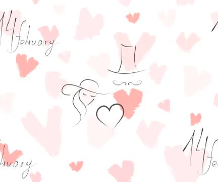 Hand drawn vector abstract greeting happy Valentines day. Illustrations Stock Illustration