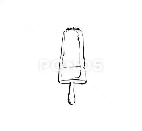 Hand drawn vector abstract ink graphic sketch illustration icon with ice lolly Stock Illustration
