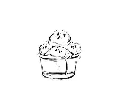 Hand drawn vector abstract ink graphic sketch illustration icon with ice cream Stock Illustration