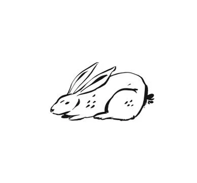 Hand drawn vector abstract ink sketch graphic drawing Happy Easter cute simple Stock Illustration