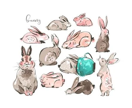 Hand drawn vector abstract ink sketch graphic drawing scandinavian Happy Easter Stockillustratie