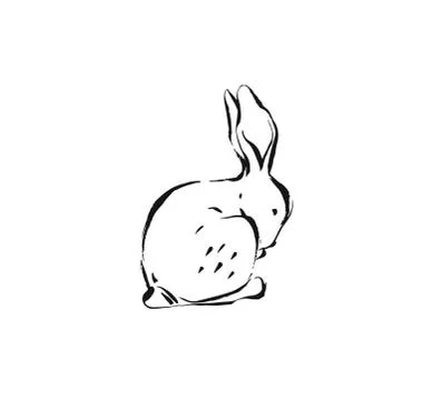 Hand drawn vector abstract ink sketch graphic drawing Happy Easter cute simple Stock Illustration