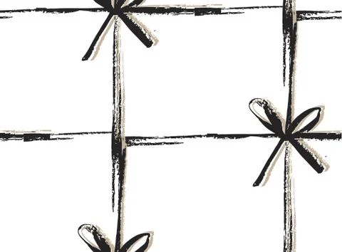 Hand drawn vector abstract Merry Christmas decoration pattern with black bows Illustrazione stock